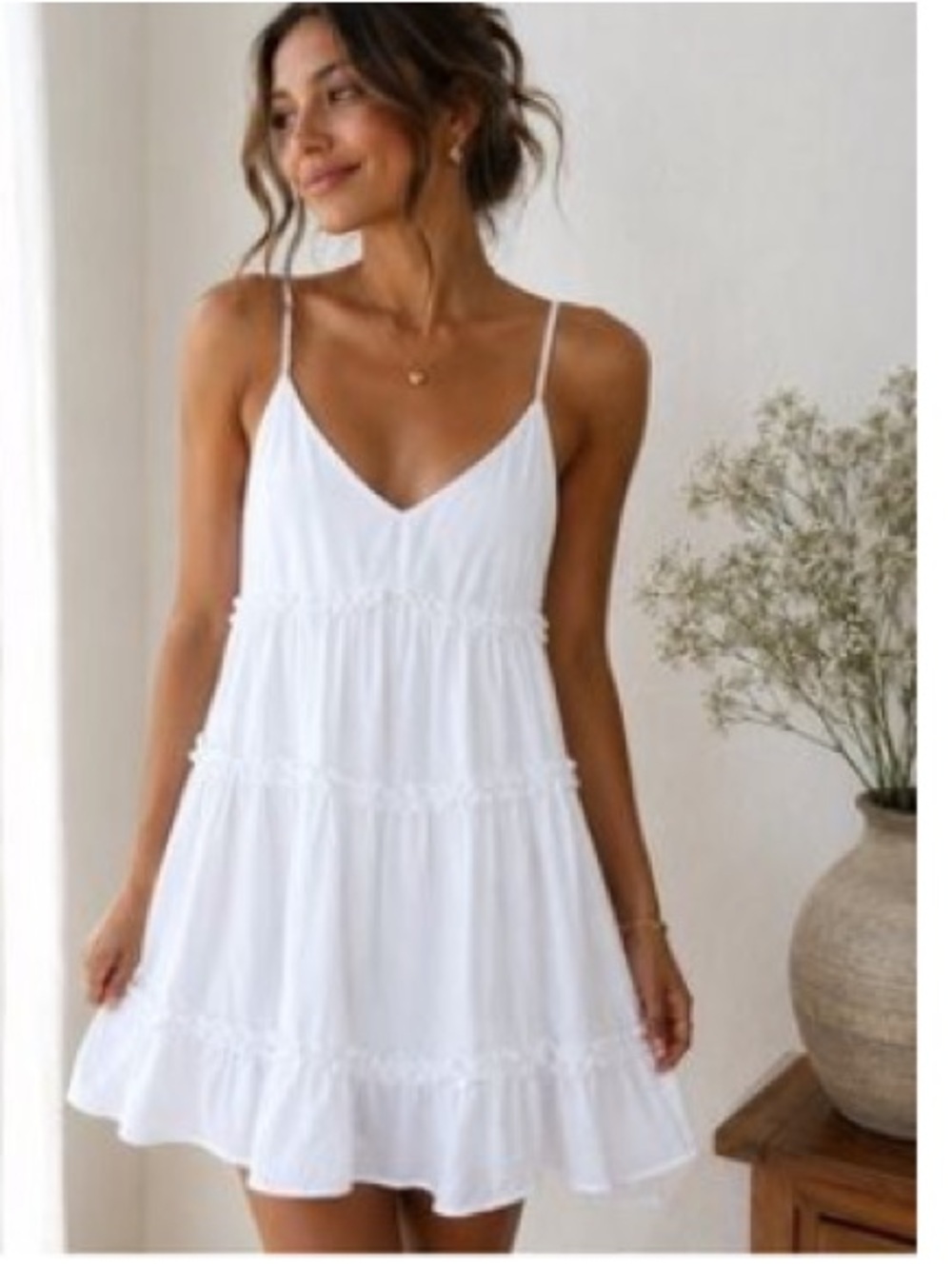 LIKE NEW~WORN ONCE!! Boutique White Tiered Mini Dress